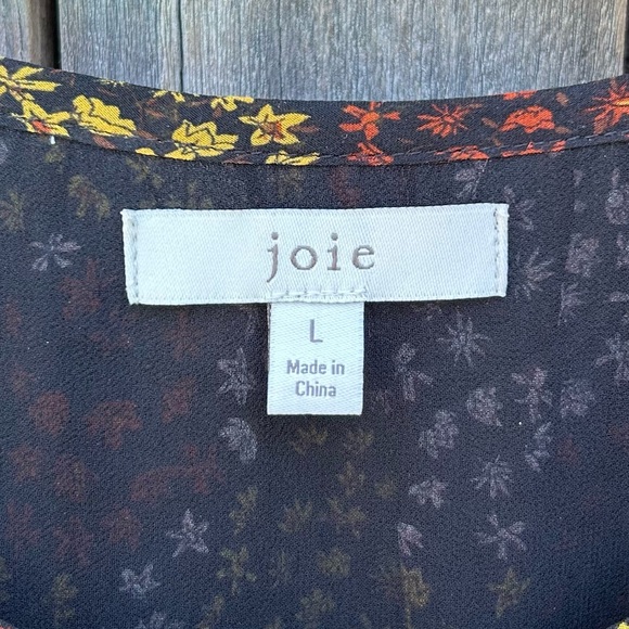 Joie Baltasar Silk Floral Print Blouse Top Midnight Black L - Picture 4 of 16
